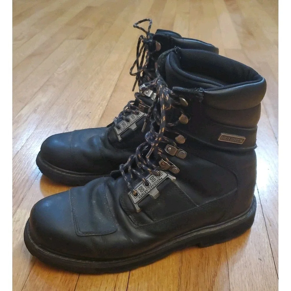 Mens Harley Davidson D93436 Coulter Black Leather Motorcycle Boots Sz 9